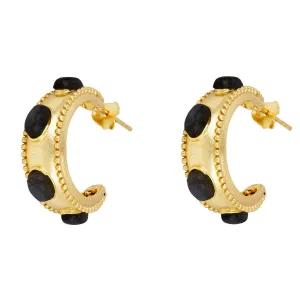 Daphne  Black Onyx Hoop Earrings