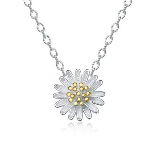 Delicate Daisy S925 Sterling Silver Short Necklaces for Women