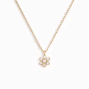 Diamond Flower Necklace 14k Gold - Haldis