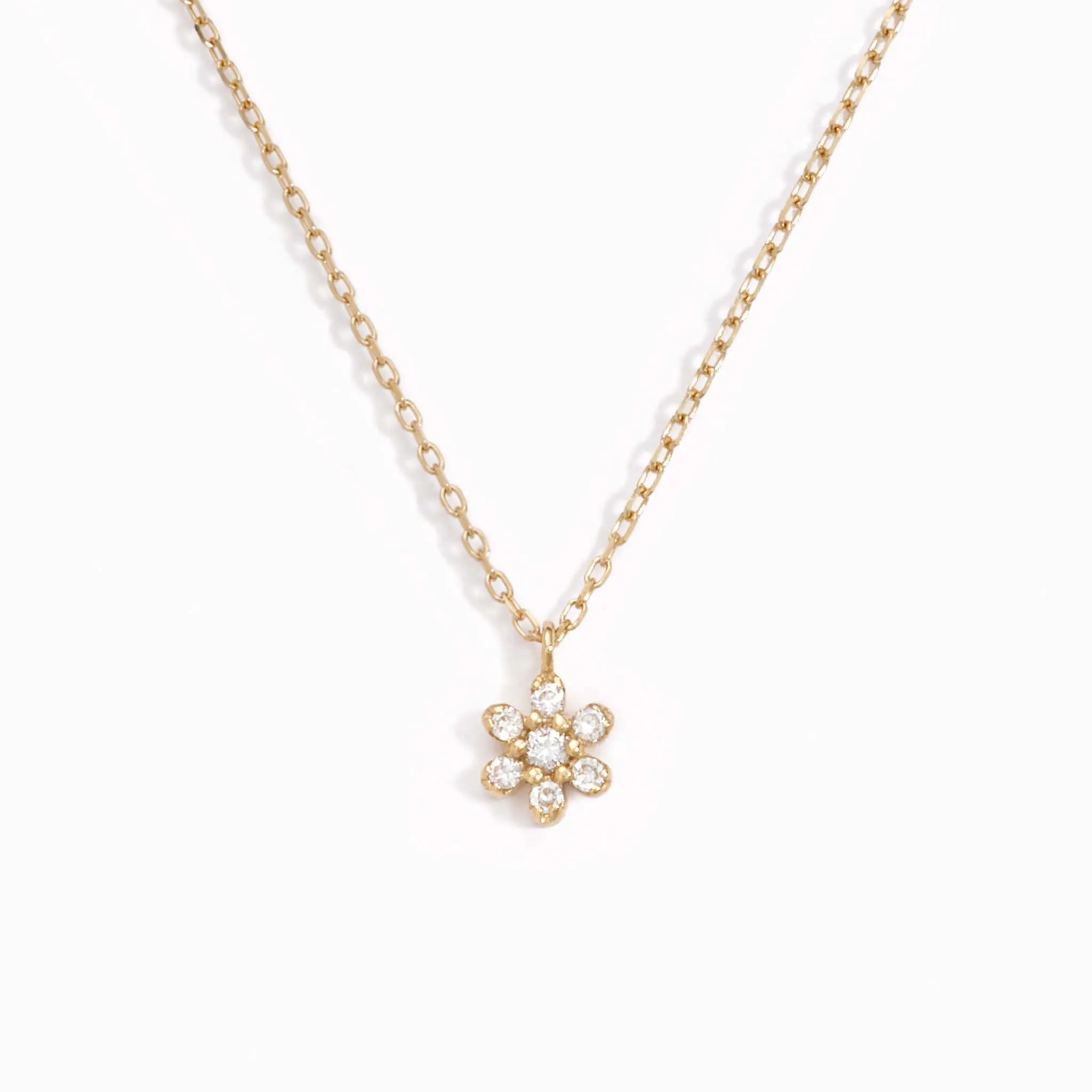 Diamond Flower Necklace 14k Gold - Haldis