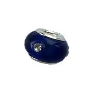 'Electric Blue Diamante' Bead With Silver Plated Core