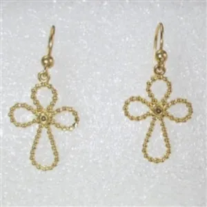 Elegant 14K Gold Filled Cross Dangle  Earrings