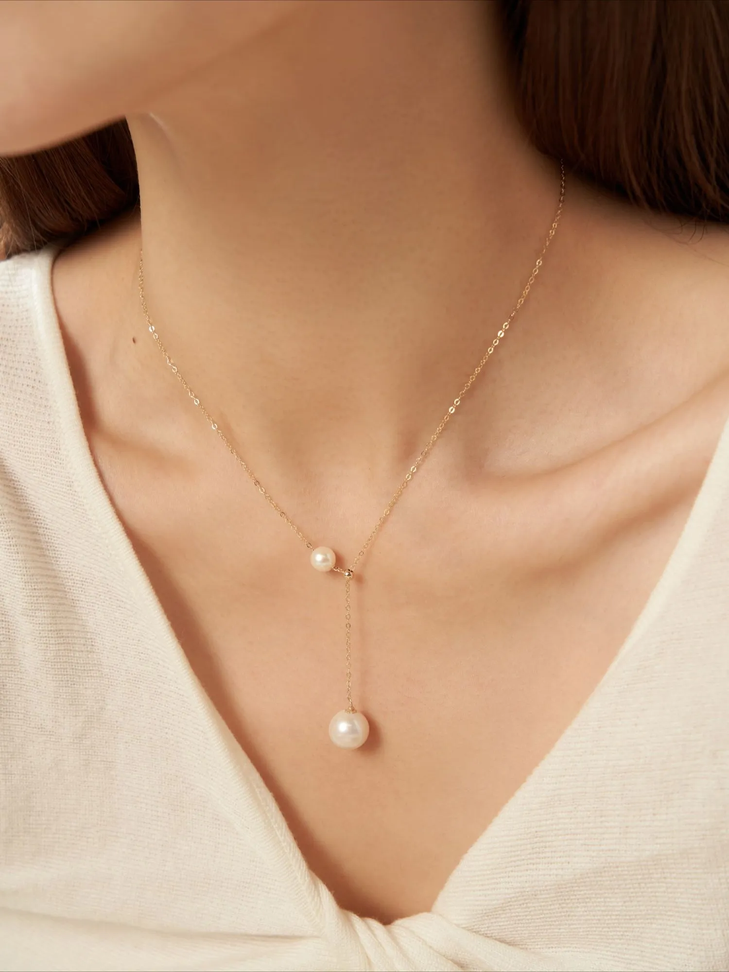 Embellished Series Adjustable Y-Shaped Pearl Necklace