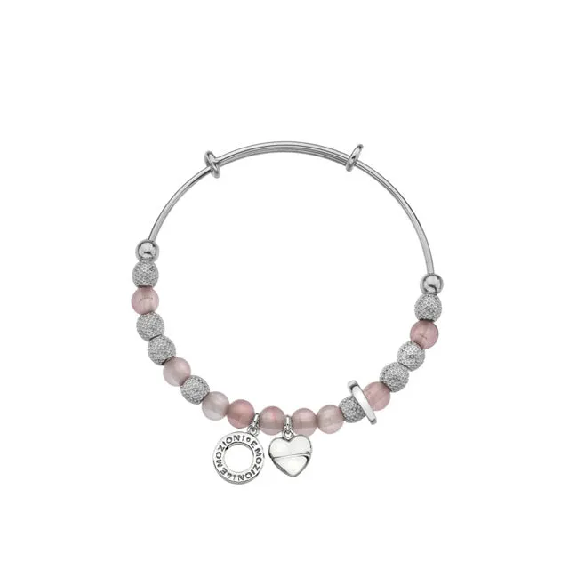 Emozioni Silver Plate Ula Bangle - Rose Quartz