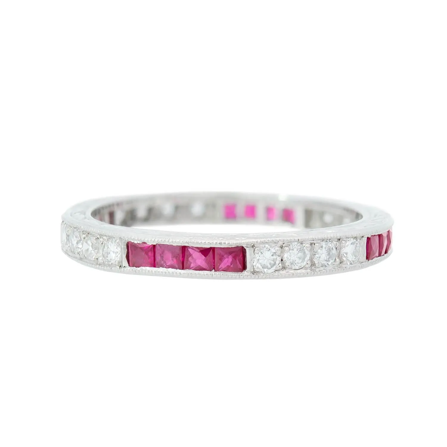 Estate Platinum Ruby and Diamond Eternity Band