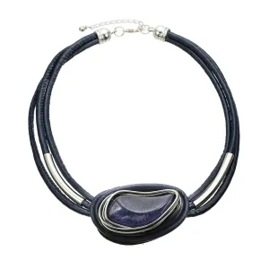 European and American Minimalist Leather Rope Resin Women's Necklaces from Savanna Rhythms Collection