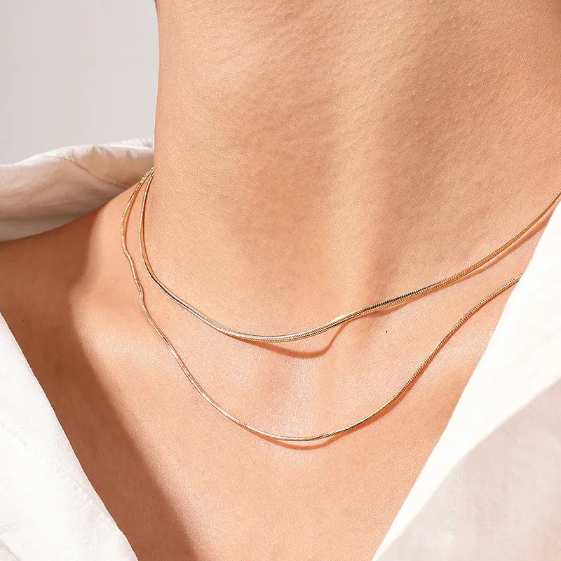 European Chic Double-Layer Chain Necklace with Minimalist Design Aesthetic