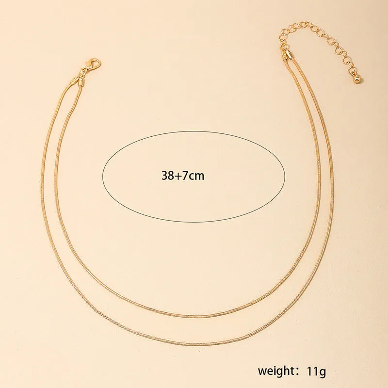 European Chic Double-Layer Chain Necklace with Minimalist Design Aesthetic