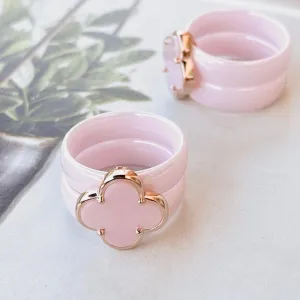 Feeling Pretty Pink Clover Ceramic Ring