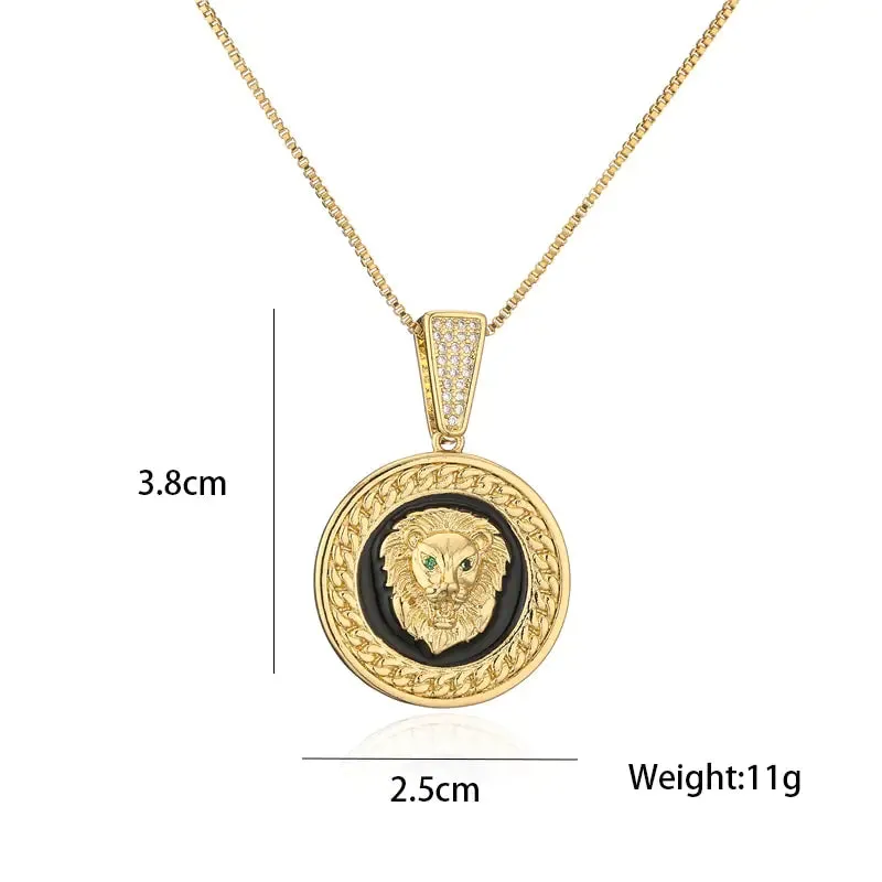 Geometric Shaped Golden/Silver Color Lion Pendant Necklace