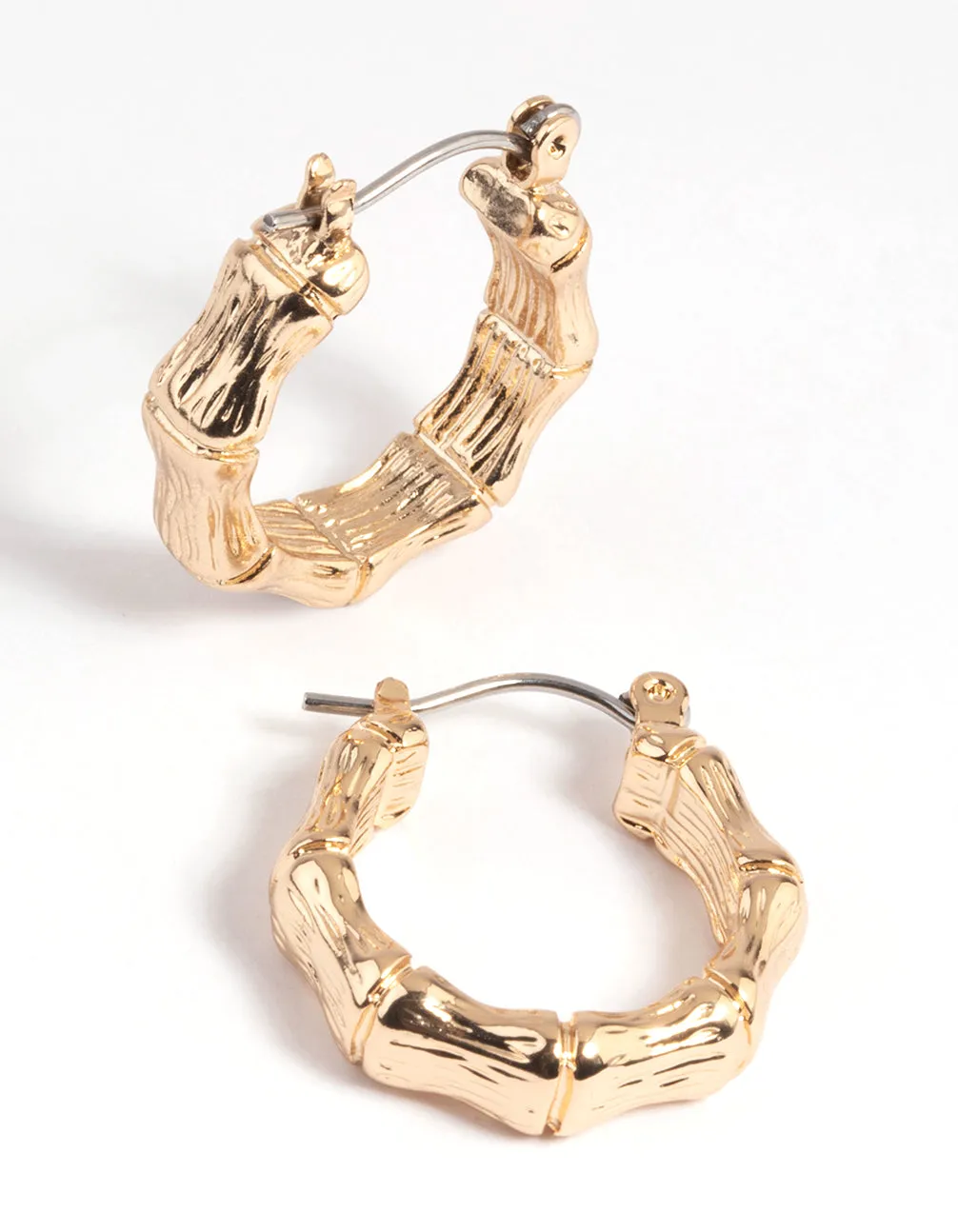 Gold Bamboo Huggie Hoop Earrings