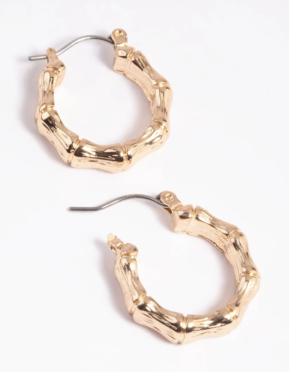 Gold Bamboo Huggie Hoop Earrings