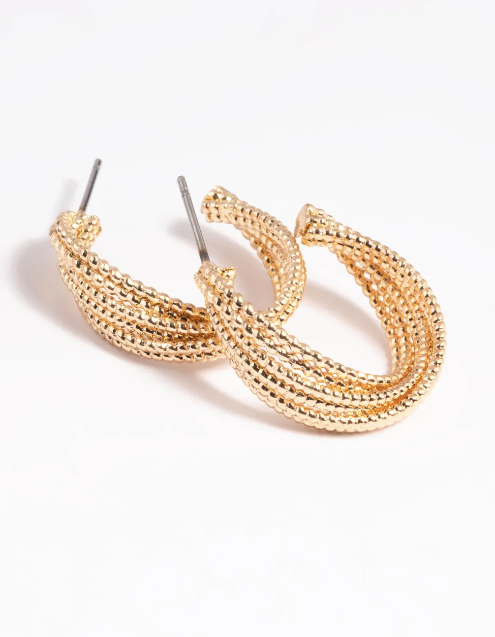 Gold Criss Cross Hoop Earrings