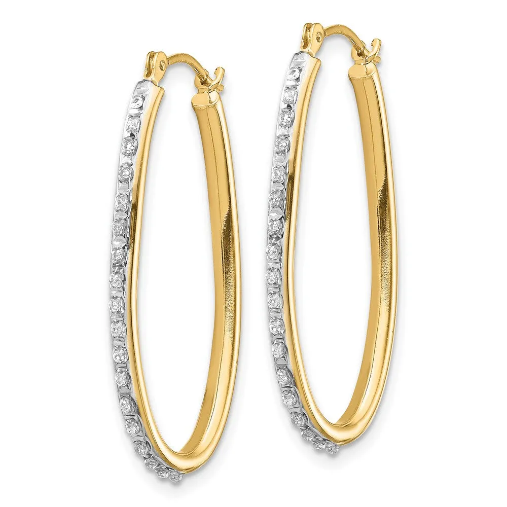 Gold Diamond Fascination Oval Twist Hoop Earrings - Model DF111