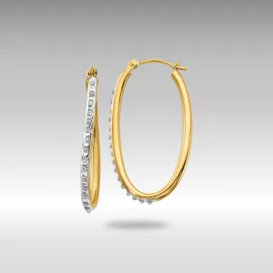 Gold Diamond Fascination Oval Twist Hoop Earrings - Model DF111