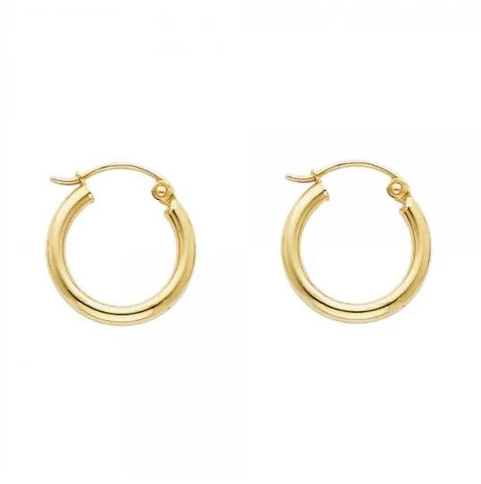 Gold Huggie Hoop Earrings 15MM Width Model-142