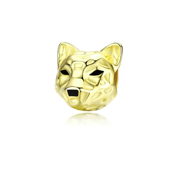 Gold Leopard Charm 925 Sterling Silver