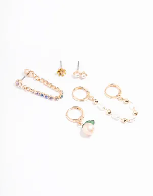 Gold Peach Pearl Earring Pack