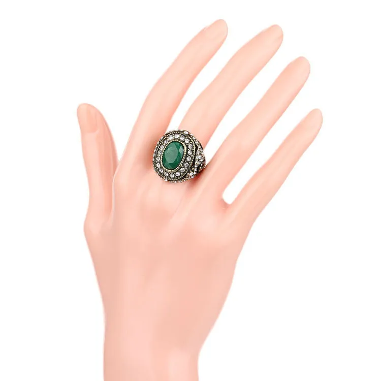 Green Agate Ring European And American Popular Style Bulk Jewelry Rings Party Gifts Crystal