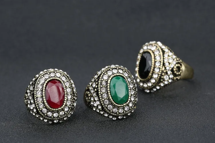 Green Agate Ring European And American Popular Style Bulk Jewelry Rings Party Gifts Crystal