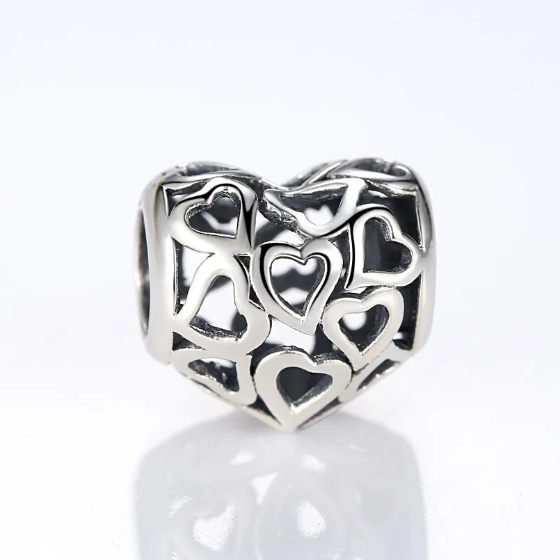 Heart Halo Bouquet Charm 925 Sterling Silver