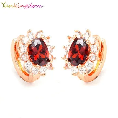 High quality diamond crystal 18 k gold plated fashion show hoop classic earrings