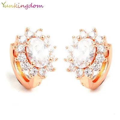 High quality diamond crystal 18 k gold plated fashion show hoop classic earrings