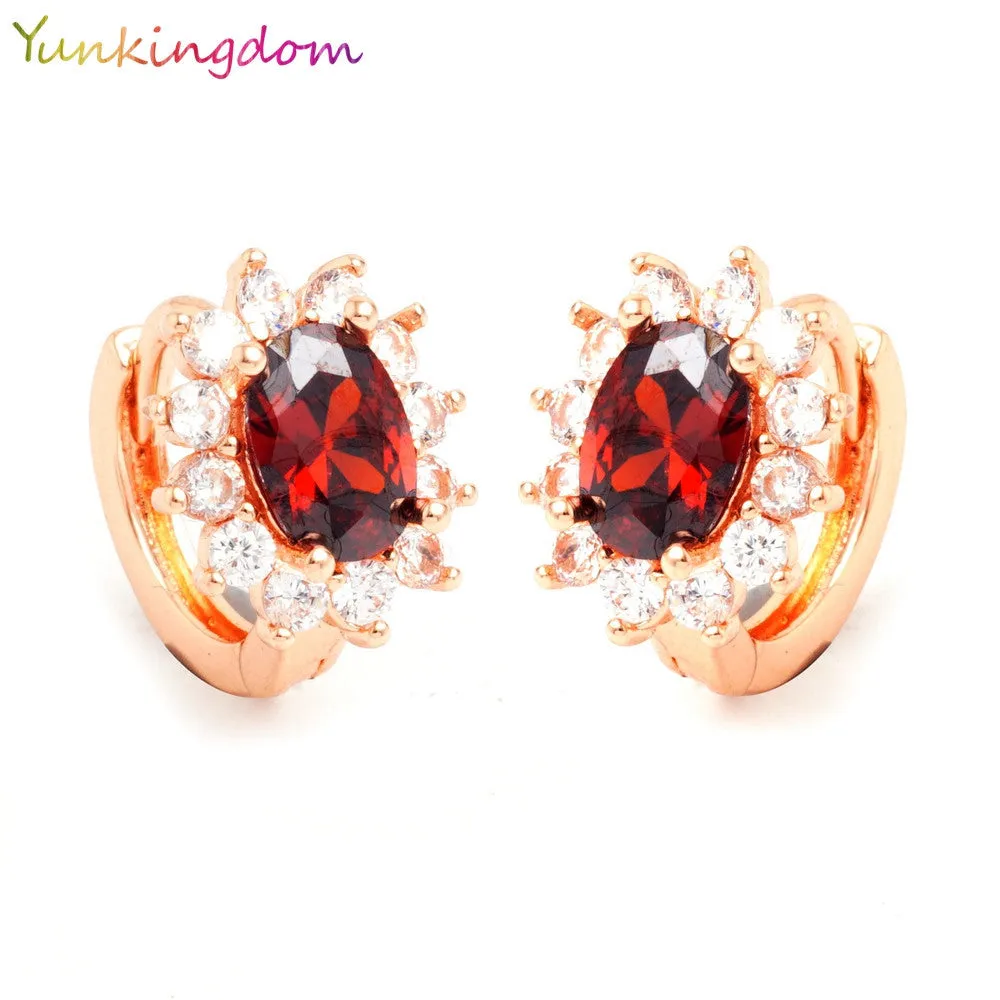 High quality diamond crystal 18 k gold plated fashion show hoop classic earrings