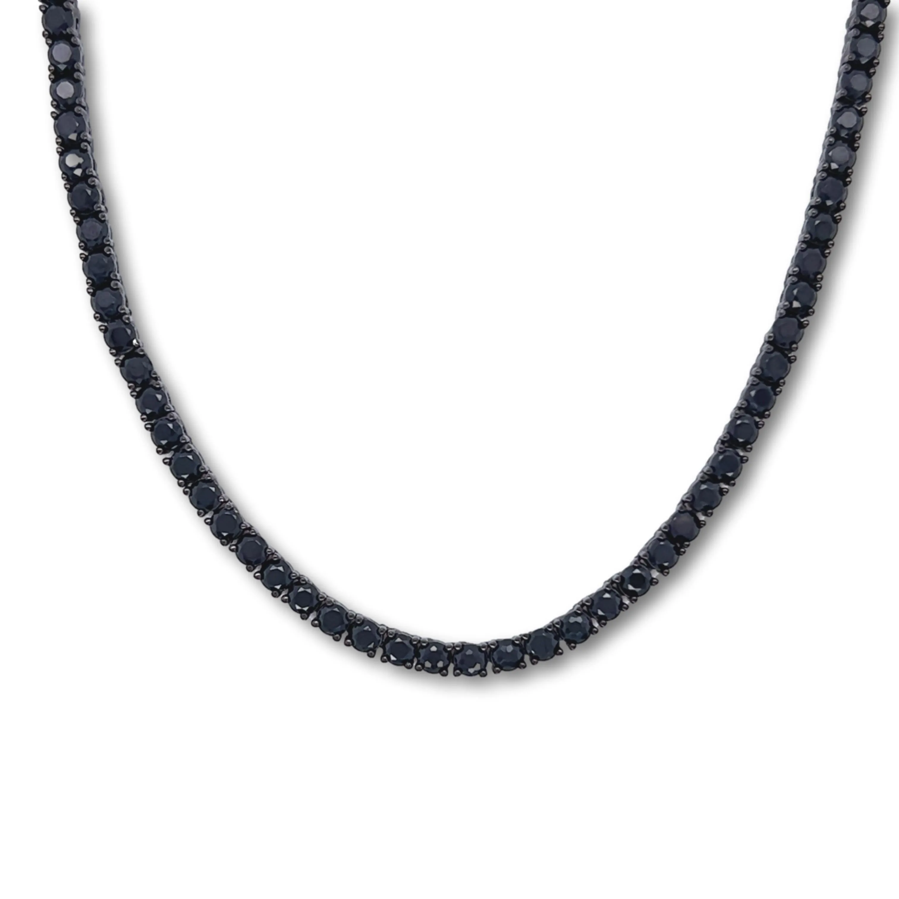 Ibiza Black CZ's 4 Prong Tennis Necklace