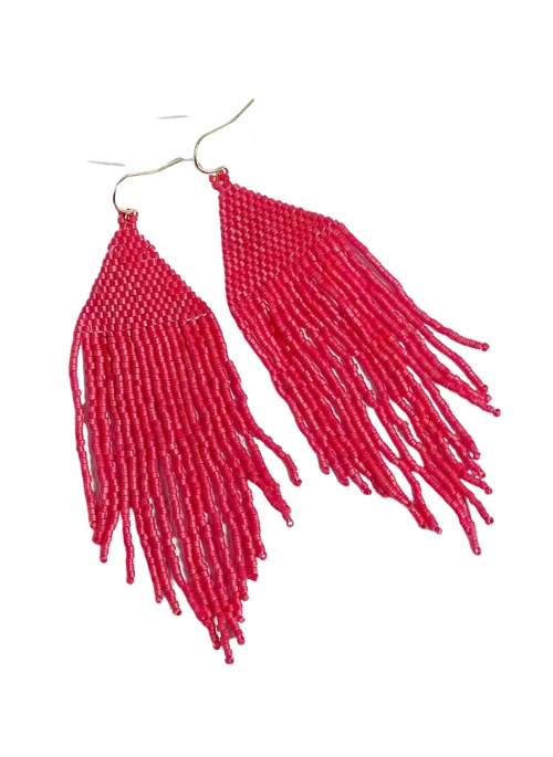 Ivy Watermelon Shine Fringe Earrings