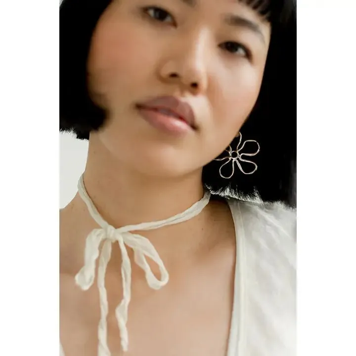 Kara Yoo Flora Large Hoops (Silver)