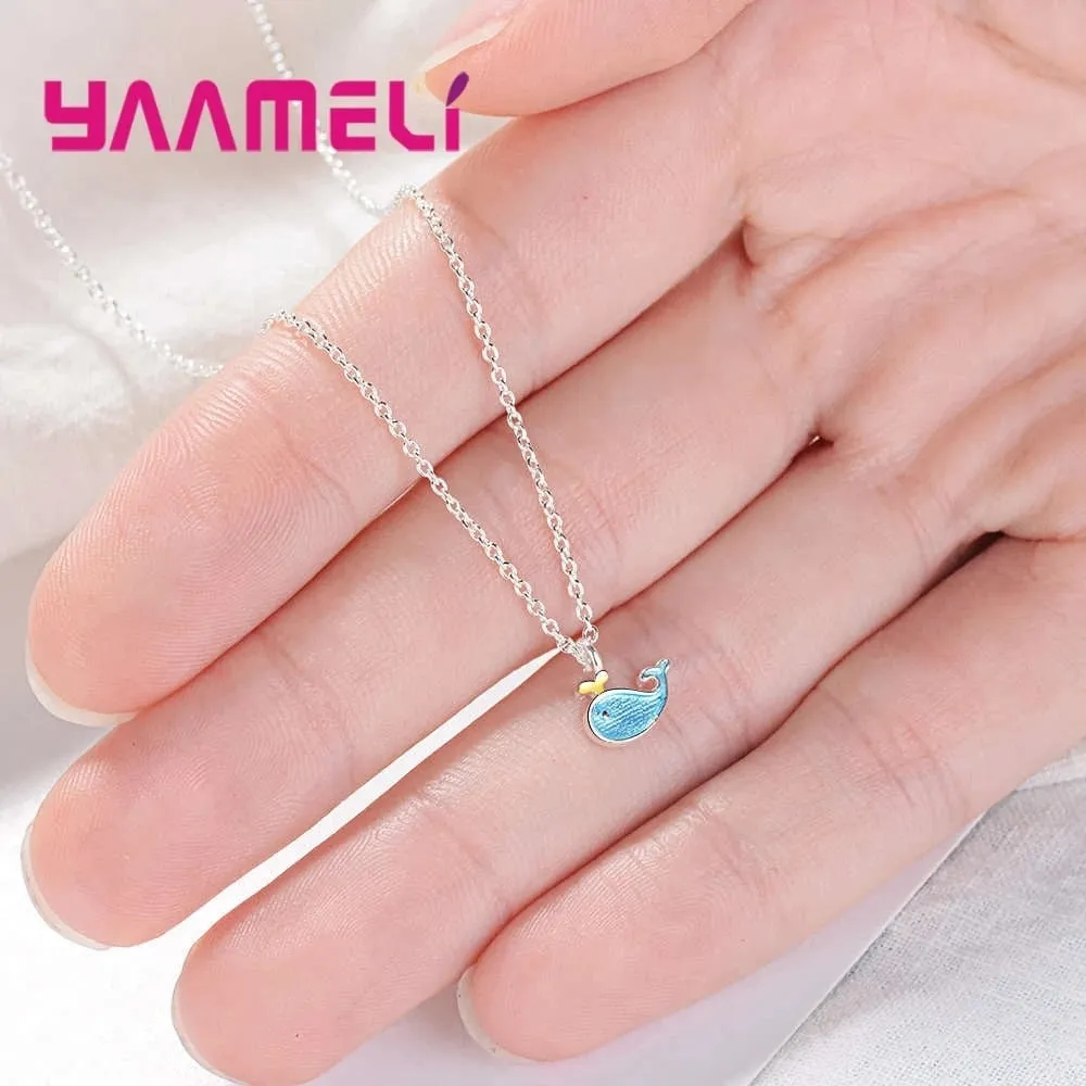 Korean Jewelry Blue Cute Whale Jewelry Set for Her in 925 Sterling Silver