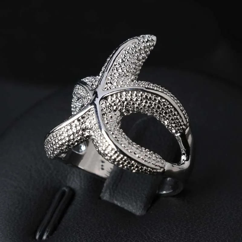 Large Stock Customizable Women Wedding Rings Personalized Fashion Starfish 925 Silver Ring