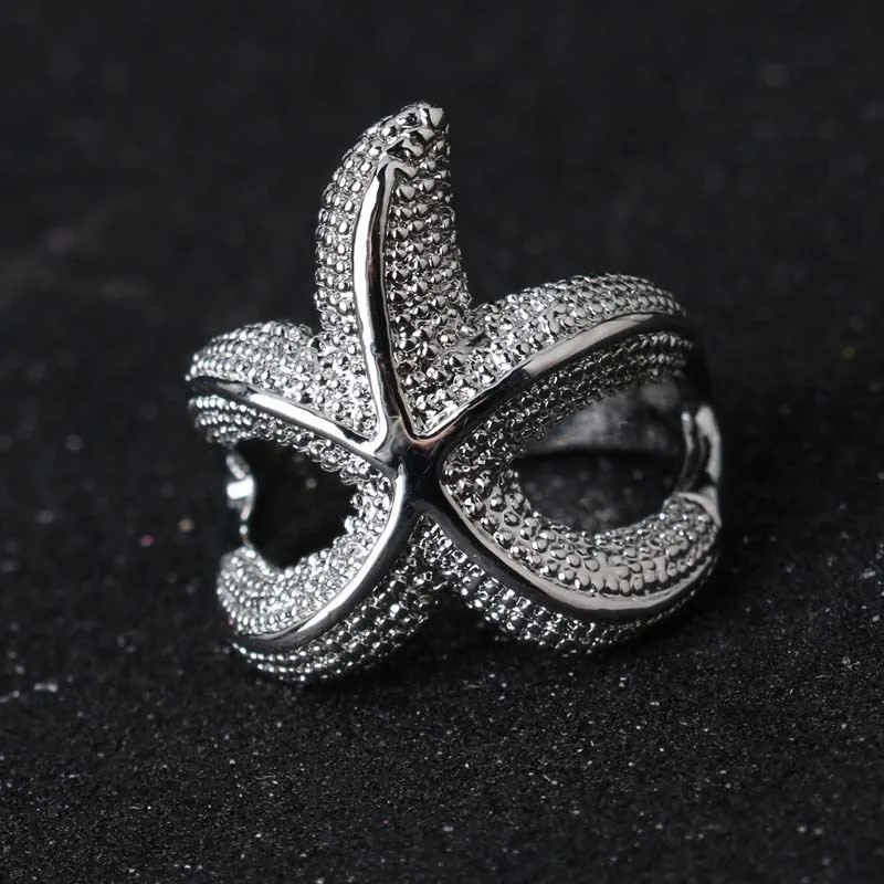 Large Stock Customizable Women Wedding Rings Personalized Fashion Starfish 925 Silver Ring