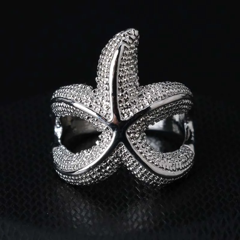 Large Stock Customizable Women Wedding Rings Personalized Fashion Starfish 925 Silver Ring