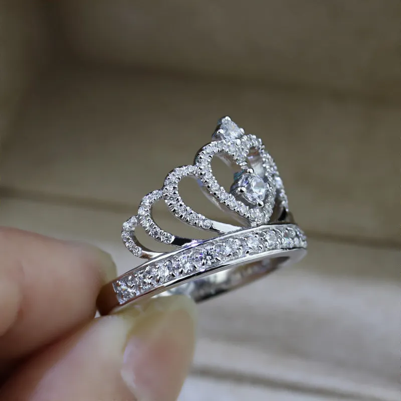 Lovers Crown Zircon Cz 925 Sterling Ring