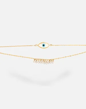 Marquise Evil Eye with Dangling Diamonds Bracelet