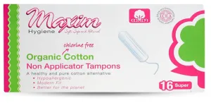 MAXIM - Organic Cotton Non Applicator Tampons Super - 16 Pieces