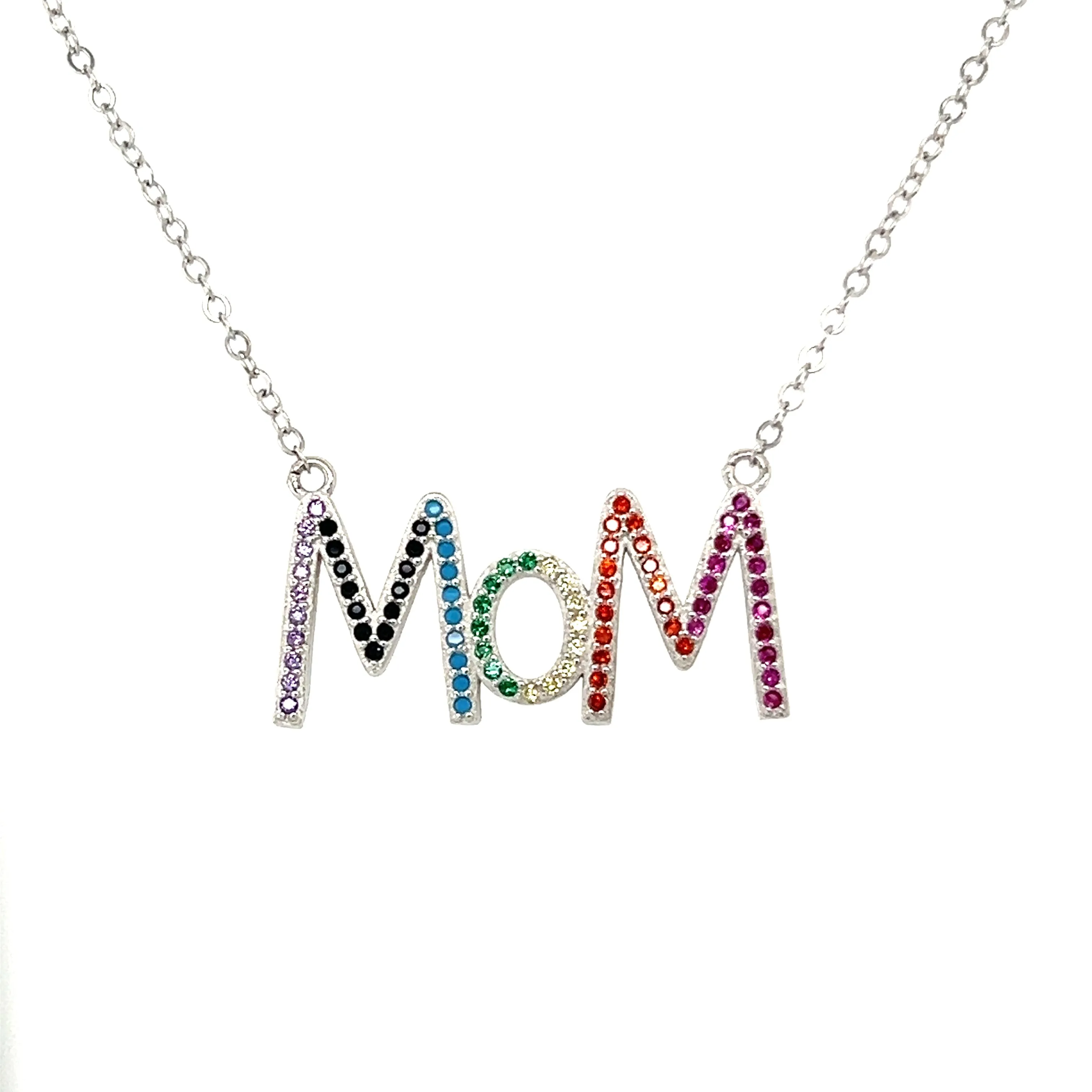 Mom Colored CZ Necklace