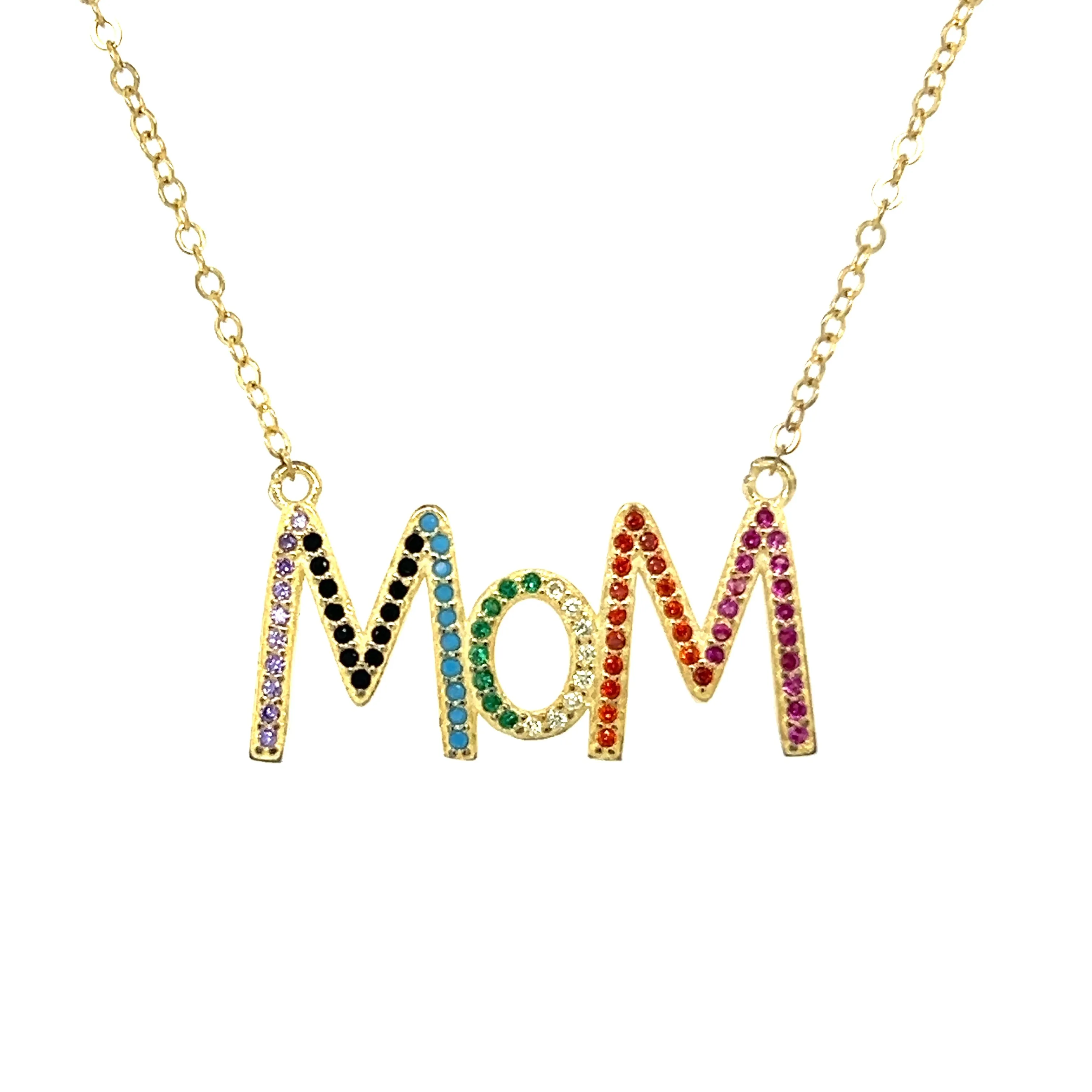 Mom Colored CZ Necklace