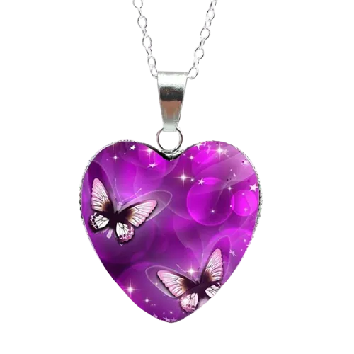 Mysterious Magic Butterfly Heart Necklaces Pendant