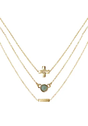 Peace Amazonite Delicate Chain Necklace Set