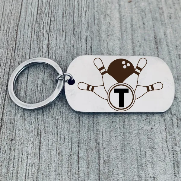 Personalized Bowling Initial Keychain