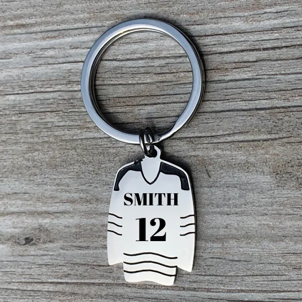 Personalized Engraved Ice Hockey Jersey Keychain