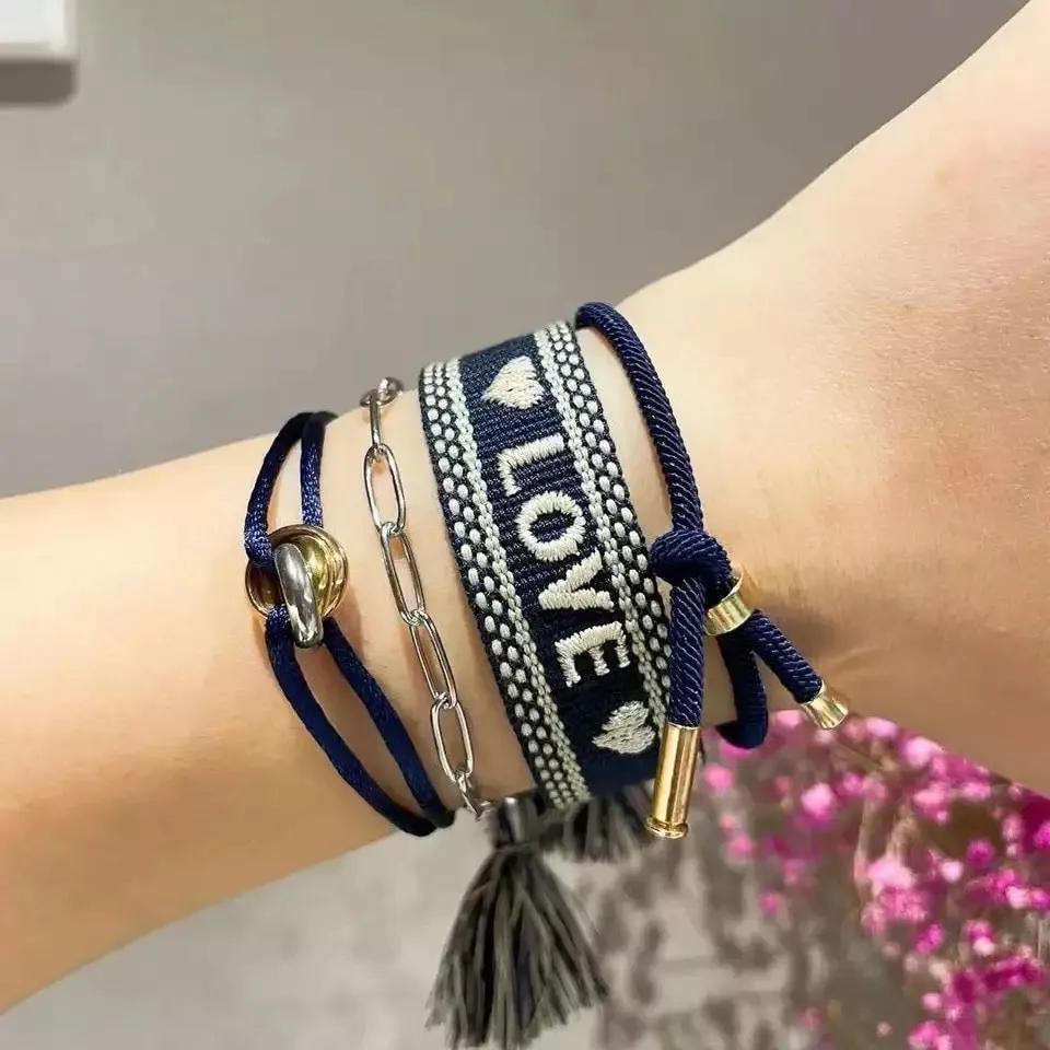 Personalized Woven Bracelet - Navy