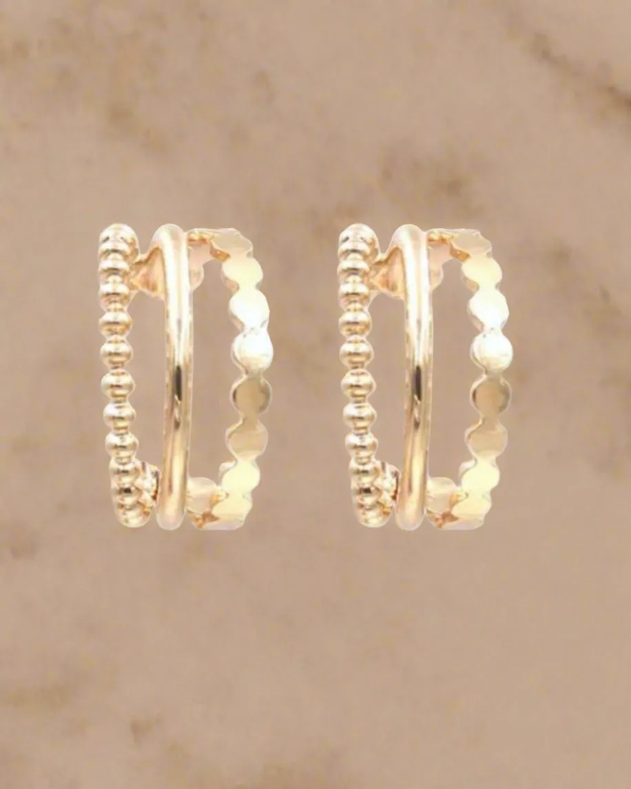 Petite Gold Tri Hoop Earrings