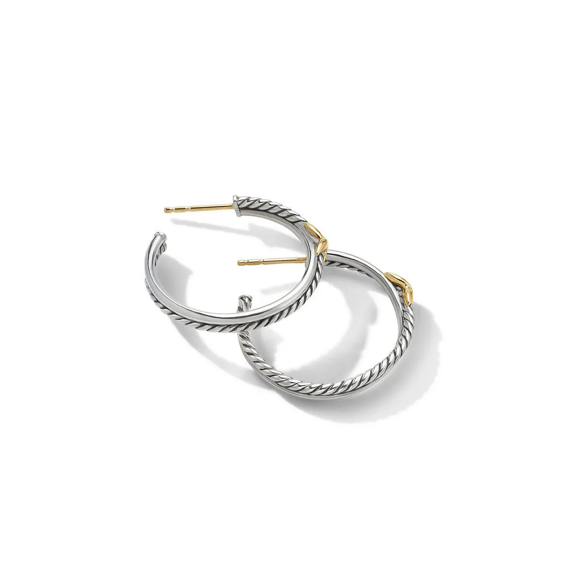 Petite X Hoop Earrings with 18K Yellow Gold