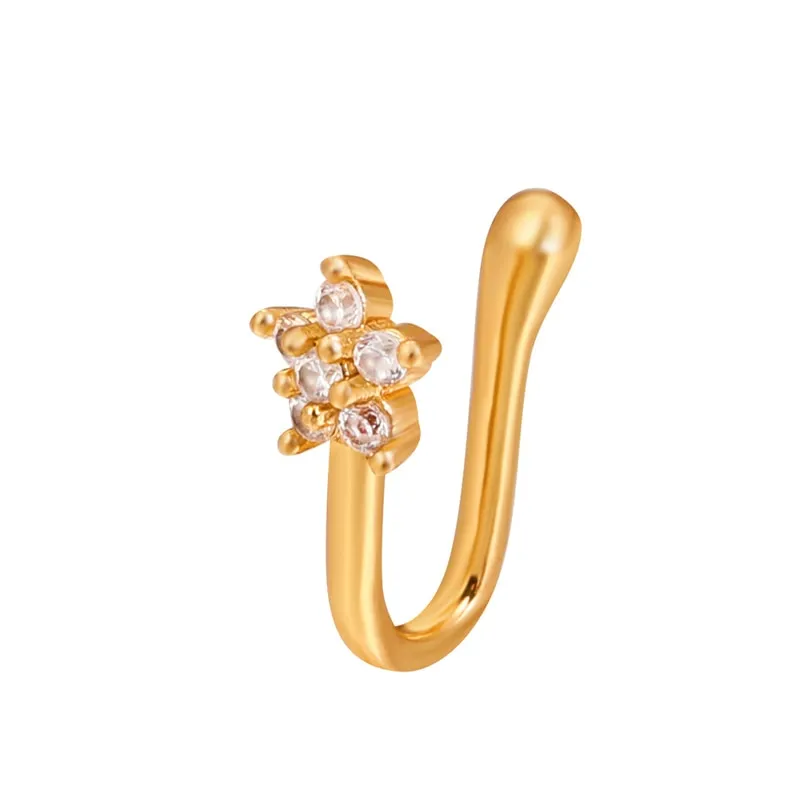 Piercing Jewelry Twist U Shape Nose Ring for Women in Gold Color