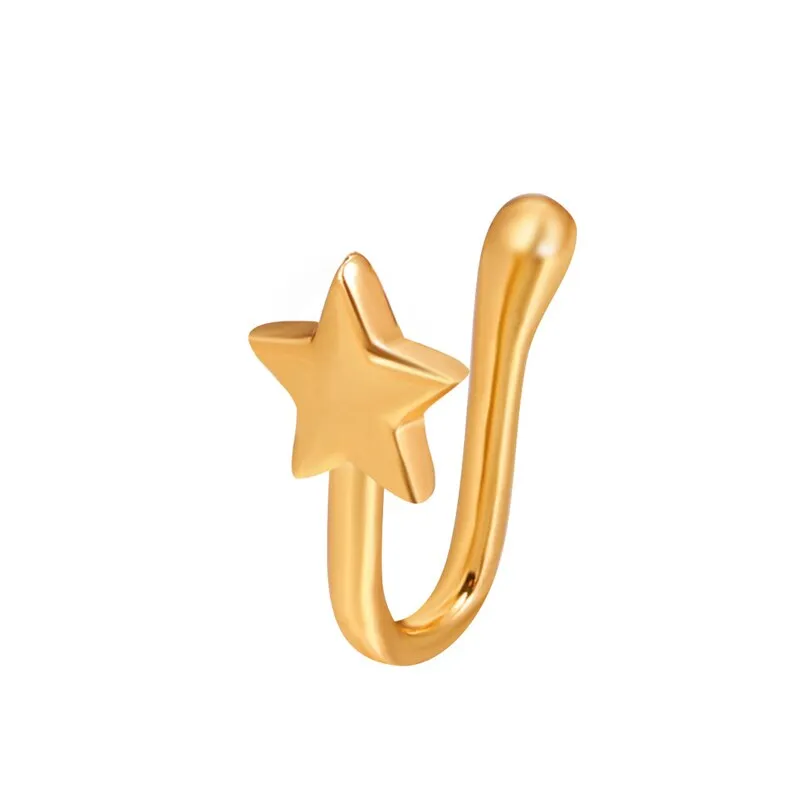 Piercing Jewelry Twist U Shape Nose Ring for Women in Gold Color