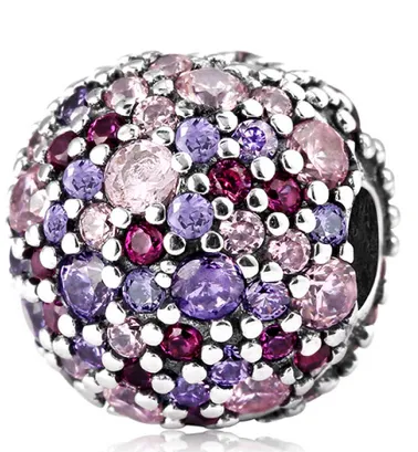 Pink Pave Stopper Clip Charm 925 Sterling Silver